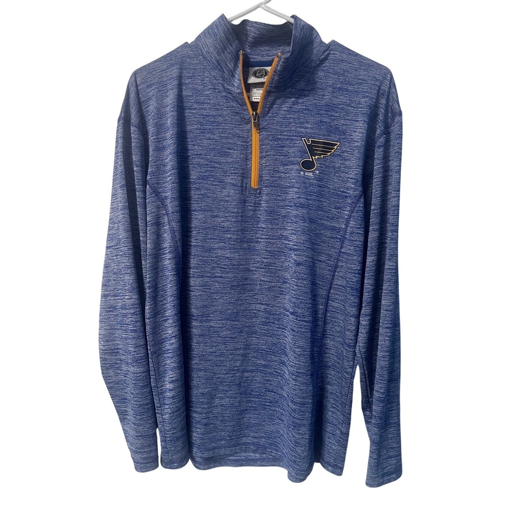 NHL St Louis‎ Blues Mens Medium Quarter Zip Pullover Blue Space Dye Knights